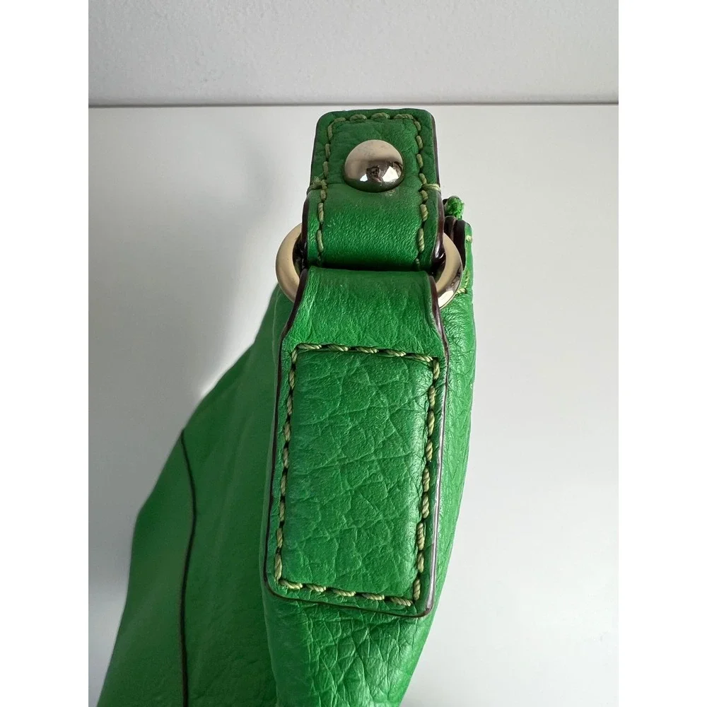 Kate Spade Green Pebbled Leather Tassel Shoulder Hobo Bag Purse Y2K Color‎ Pop